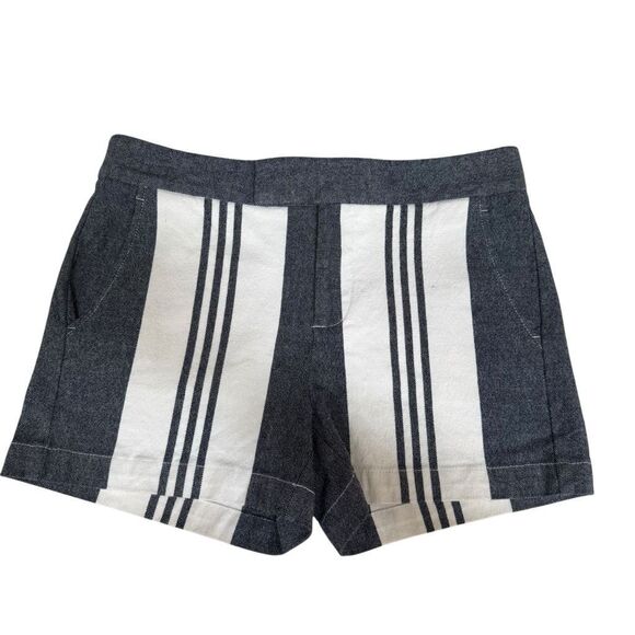 Vince Cotton Blend Shorts White Striped with Pockets Zip Closure Coastal size 2 - Picture 3 of 8